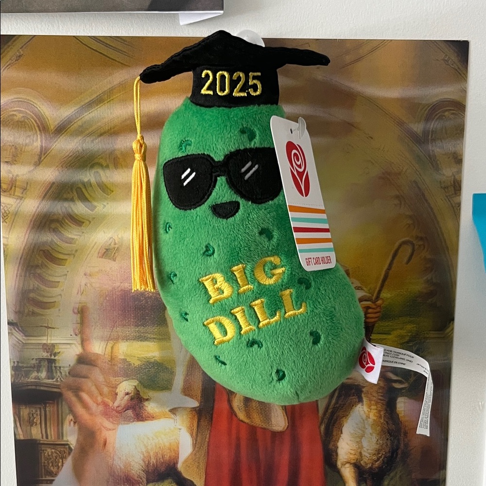 FREE WITH PURCHASE Big Dill Plush Toy Card Holder with Graduation Cap